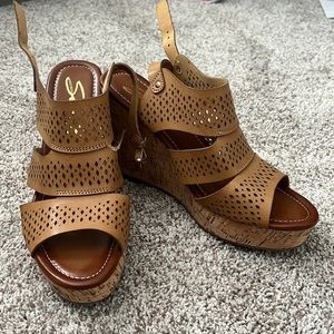 Tan wedge sandals